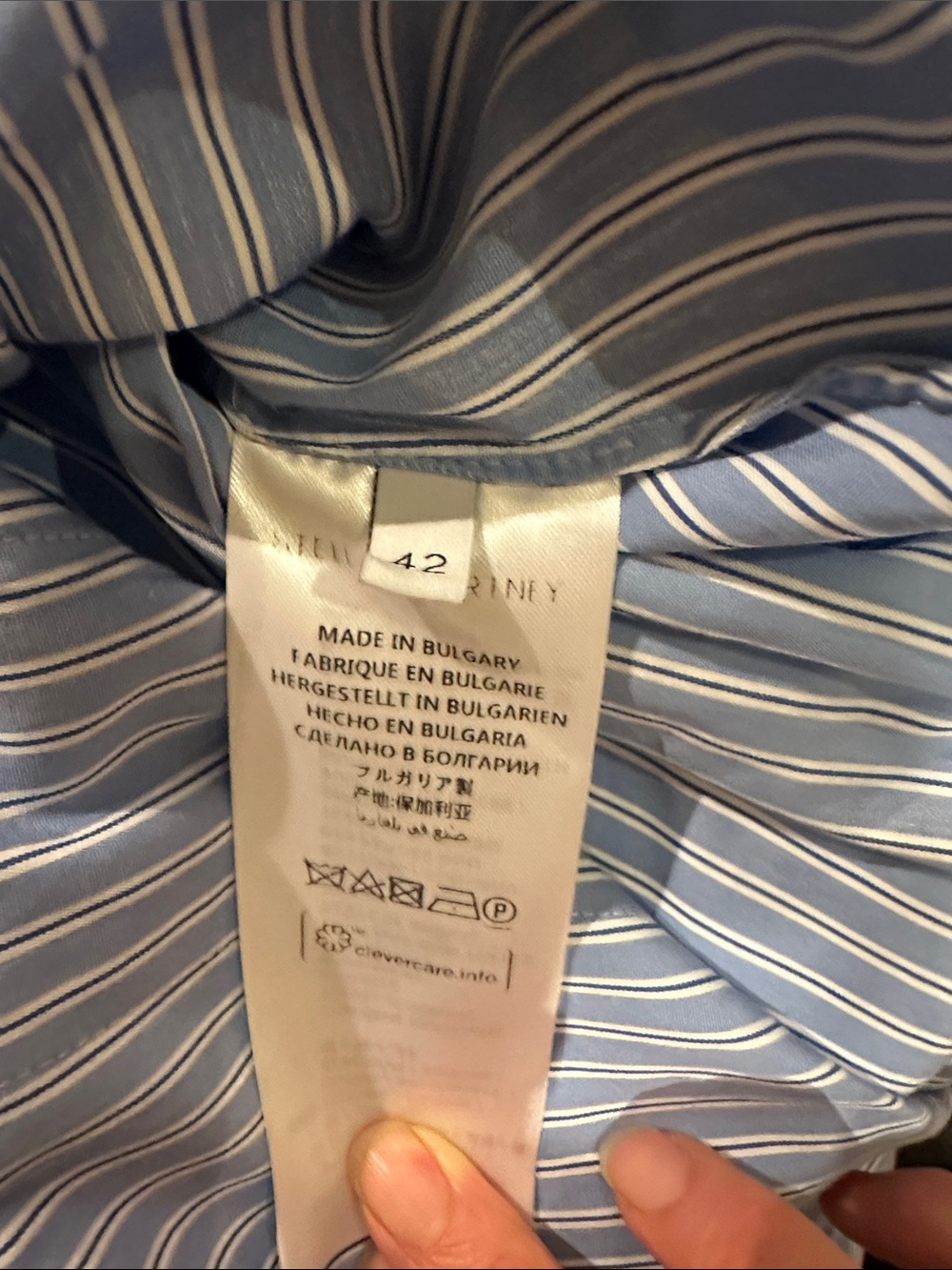 Stella McCartney Blue & White Mixed-Pattern Button-Down Shirt - Picture 9 of 9